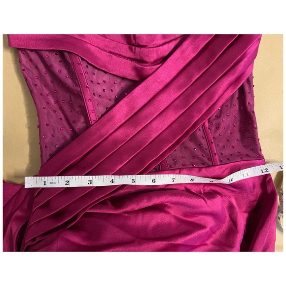 Miss Circle Holly Fuchsia Crystallized Corset High Slit Satin Gown Size XS - Picture 11 of 13